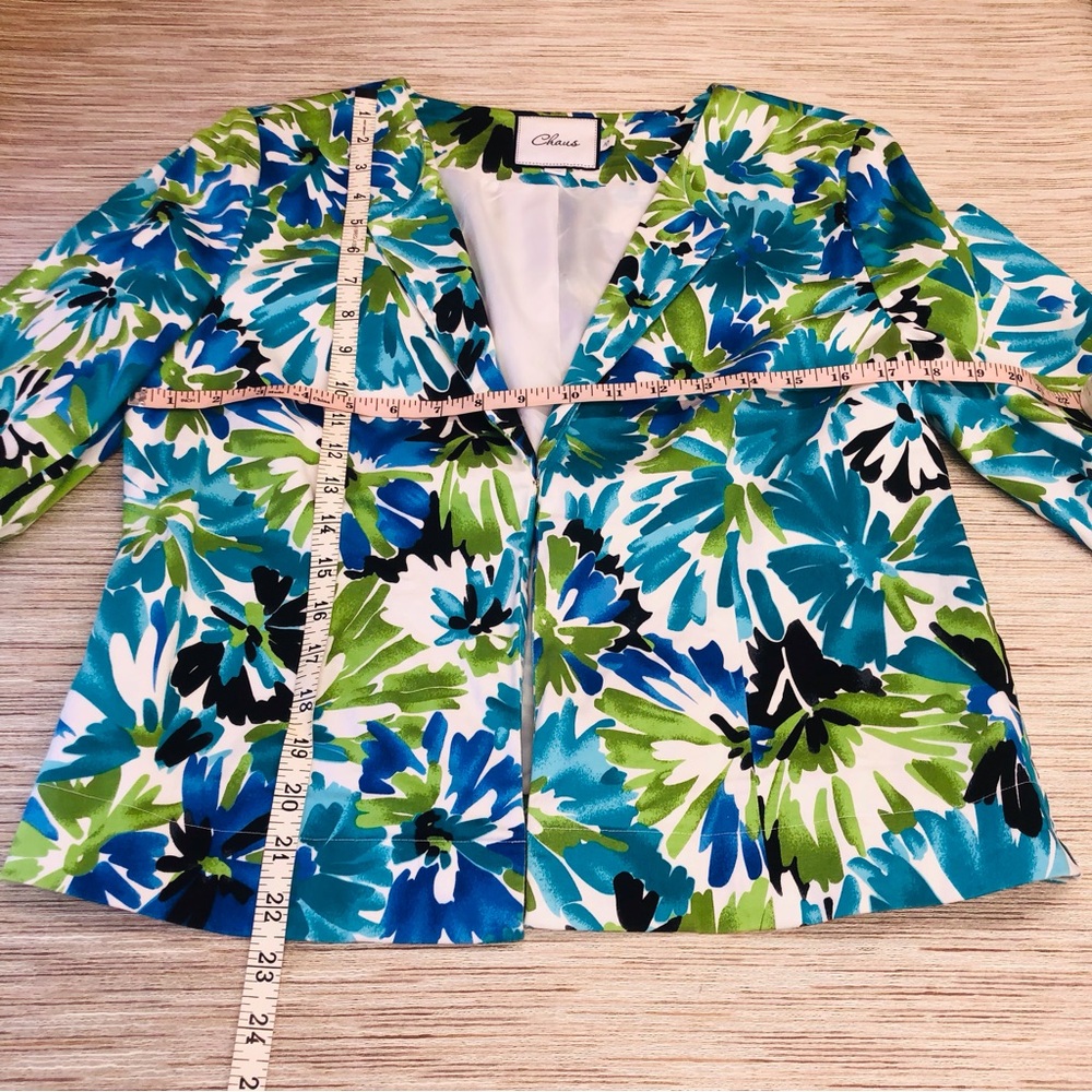 Chaus Blue Green White Floral Jacket - Picture 8 of 16